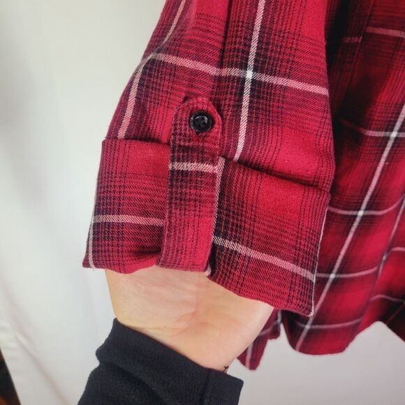 Warehouse One Red Plaid Button-Up Flannel Shirt - Picture 7 of 8